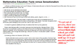 Math Facts verses Sensationalism